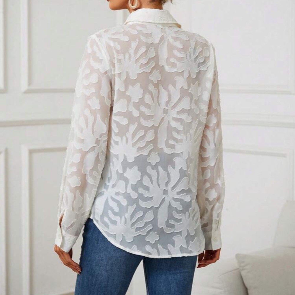 Jacquard button down blouse - Picture 12 of 16